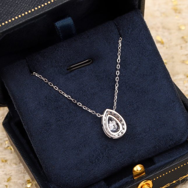 Elegant Women's 925 Sterling Silver Pear-Shaped Drop Necklace – Timeless Pendant Jewelry - Image 3
