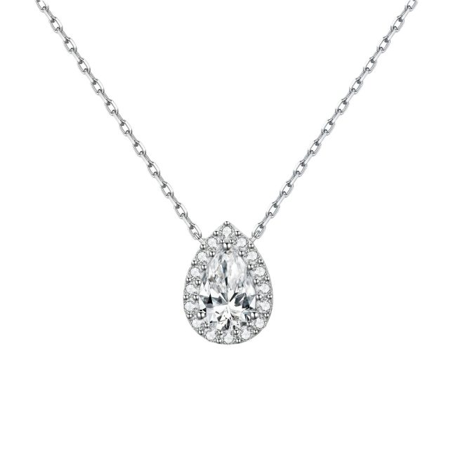 Elegant Women's 925 Sterling Silver Pear-Shaped Drop Necklace – Timeless Pendant Jewelry - Image 5